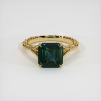 4.10 Ct. Bluish Green Sapphire Ring, 18K Yellow Gold 1