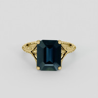 4.18 Ct. Greenish Blue Sapphire Ring, 18K Yellow Gold 1
