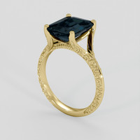4.18 Ct. Greenish Blue Sapphire Ring, 18K Yellow Gold 2