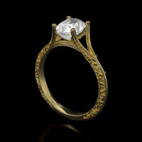 2.05 Ct. White Sapphire Ring, 18K Yellow Gold 2