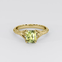 1.21 Ct. Yellowish Green Sapphire Ring, 18K Yellow Gold 1