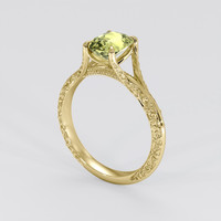 1.21 Ct. Yellowish Green Sapphire Ring, 18K Yellow Gold 2