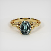1.60 Ct. Bluish Green Sapphire Ring, 18K Yellow Gold 1