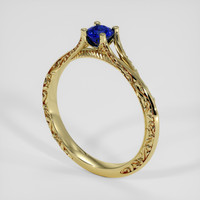 0.50 Ct. Blue Sapphire Ring, 18K Yellow Gold 2