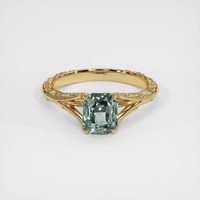 2.02 Ct. Bluish Green Sapphire Ring, 18K Yellow Gold 1