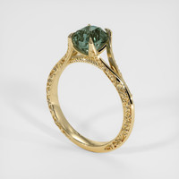 2.02 Ct. Bluish Green Sapphire Ring, 18K Yellow Gold 2