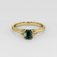 0.80 Ct. Green Sapphire Ring, 18K Yellow Gold 1