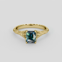 1.56 Ct. Greenish Blue Sapphire Ring, 18K Yellow Gold 1