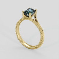 1.56 Ct. Greenish Blue Sapphire Ring, 18K Yellow Gold 2