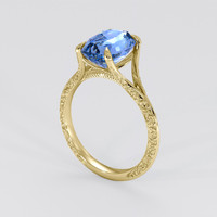 3.61 Ct. Blue Sapphire Ring, 18K Yellow Gold 2