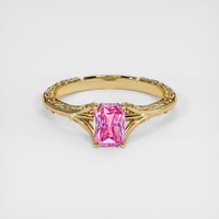 1.20 Ct. Pink Sapphire Ring, 18K Yellow Gold 1