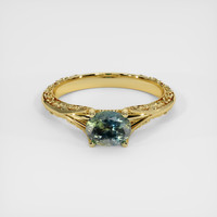 1.57 Ct. Bluish Green Sapphire Ring, 18K Yellow Gold 1