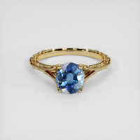 2.05 Ct. Greenish Blue Sapphire Ring, 18K Yellow Gold 1