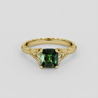 1.38 Ct. Green Sapphire Ring, 18K Yellow Gold 1