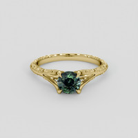 1.65 Ct. Bluish Green Sapphire Ring, 18K Yellow Gold 1
