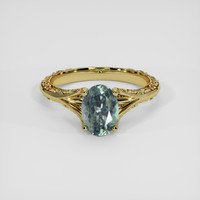 1.98 Ct. Bluish Green Sapphire Ring, 18K Yellow Gold 1
