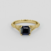 2.01 Ct. Greenish Blue Sapphire Ring, 18K Yellow Gold 1