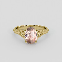 2.06 Ct. Peach Sapphire Ring, 18K Yellow Gold 1