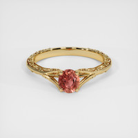 0.87 Ct. Padparadscha Sapphire Ring, 18K Yellow Gold 1