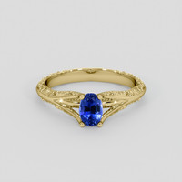 0.70 Ct. Blue Sapphire Ring, 18K Yellow Gold 1