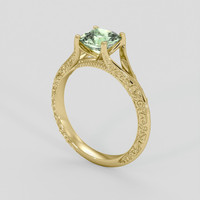 1.27 Ct. Yellowish Green Sapphire Ring, 18K Yellow Gold 2