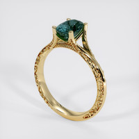 1.44 Ct. Greenish Blue Sapphire Ring, 18K Yellow Gold 2