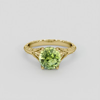 3.44 Ct. Yellowish Green Sapphire Ring, 18K Yellow Gold 1