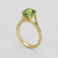 3.44 Ct. Yellowish Green Sapphire Ring, 18K Yellow Gold 2