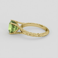 3.44 Ct. Yellowish Green Sapphire Ring, 18K Yellow Gold 4