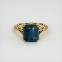 6.62 Ct. Bluish Green Sapphire Ring, 18K Yellow Gold 1
