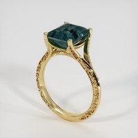 6.62 Ct. Bluish Green Sapphire Ring, 18K Yellow Gold 2