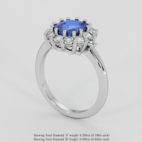 2.20 Ct. Blue Sapphire Ring, Platinum 950 2