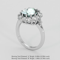 3.38 Ct. Blue Aquamarine Ring, Platinum 950 2
