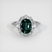 3.07 Ct. Greenish Blue Sapphire Ring, Platinum 950 1
