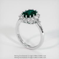 3.07 Ct. Greenish Blue Sapphire Ring, Platinum 950 2