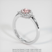 1.12 Ct. Peach Sapphire Ring, Platinum 950 2