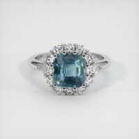 2.62 Ct. Greenish Blue Sapphire Ring, Platinum 950 1