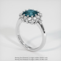2.62 Ct. Greenish Blue Sapphire Ring, Platinum 950 2