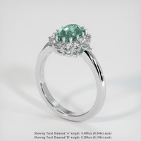 2.29 Ct. Bluish Green Sapphire Ring, Platinum 950 2