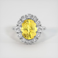 5.76 Ct. Yellow Sapphire Ring, Platinum 950 1