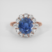 3.80 Ct. Blue Sapphire Ring, 14K Rose Gold 1