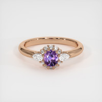 0.58 Ct. Purple Sapphire Ring, 14K Rose Gold 1