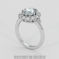 2.63 Ct. Greyish Blue Sapphire Ring, 10K White Gold 2
