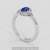 0.70 Ct. Blue Sapphire Ring, 10K White Gold 2