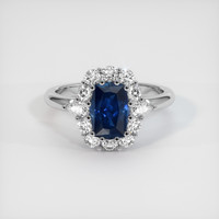 3.87 Ct. Blue Sapphire Ring, 14K White Gold 1