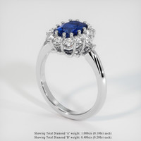 3.87 Ct. Blue Sapphire Ring, 14K White Gold 2