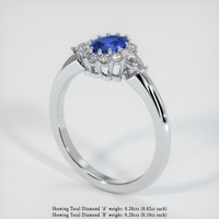 0.46 Ct. Blue Sapphire Ring, 14K White Gold 2