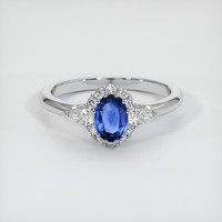 0.51 Ct. Blue Sapphire Ring, 14K White Gold 1