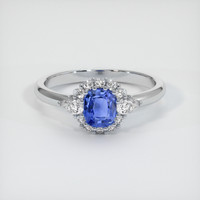 0.75 Ct. Blue Sapphire Ring, 14K White Gold 1
