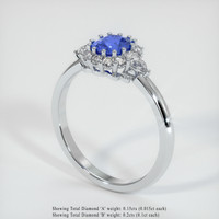 0.75 Ct. Blue Sapphire Ring, 14K White Gold 2